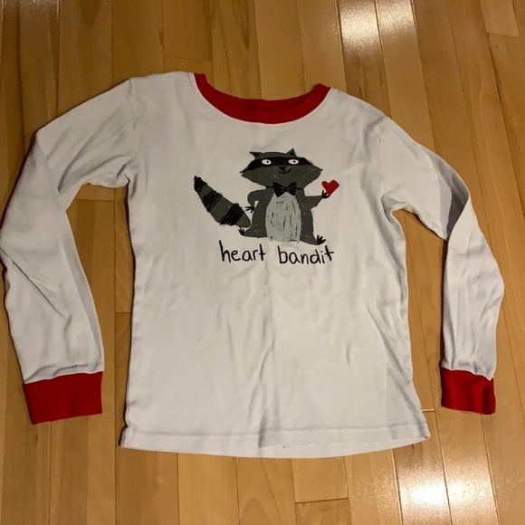 💥2/$30 Gymboree Valentine Raccoon Bandit Long Sleeve Pajama set - size 12 - Picture 2 of 16